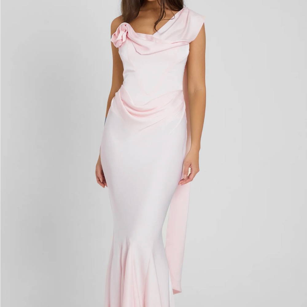 Corset drape satin gown